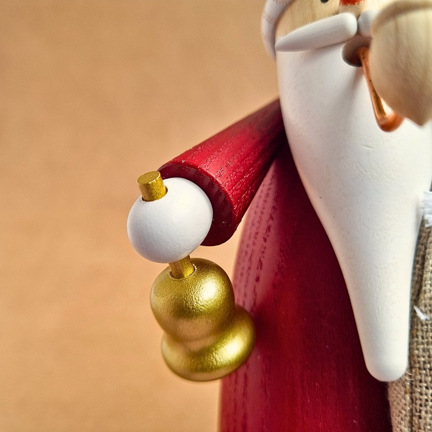 Red Santa Smoking Figure with golden bell