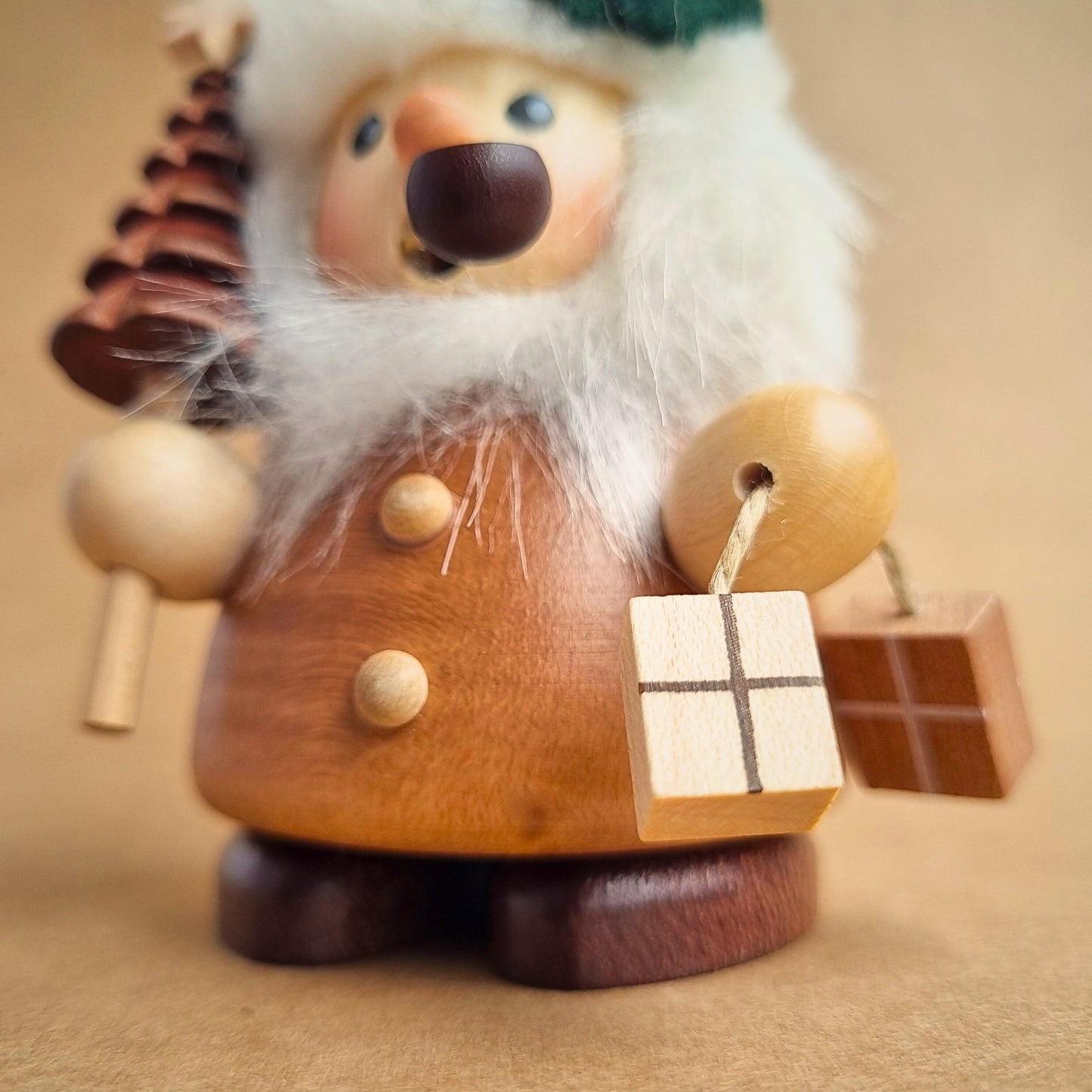 Santa Smoking Figure with Christmas tree